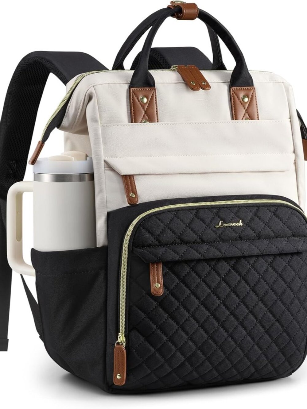Stylish Quilted Women's Laptop Backpack with Organizers and Water Resistance